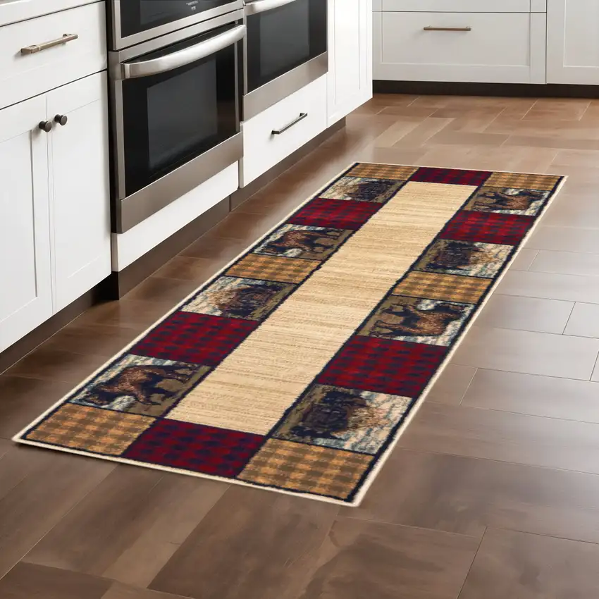 2' X 8' Ivory Southwestern Power Loom Stain Resistant Runner Rug Photo 1