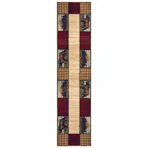 Photo of Ivory Southwestern Power Loom Stain Resistant Runner Rug
