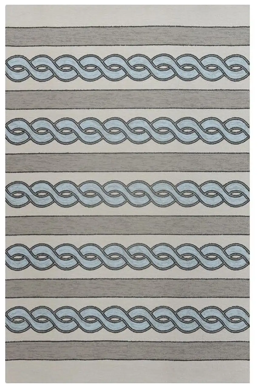 Ivory and Blue Abstract Indoor Outdoor Area Rug Photo 2