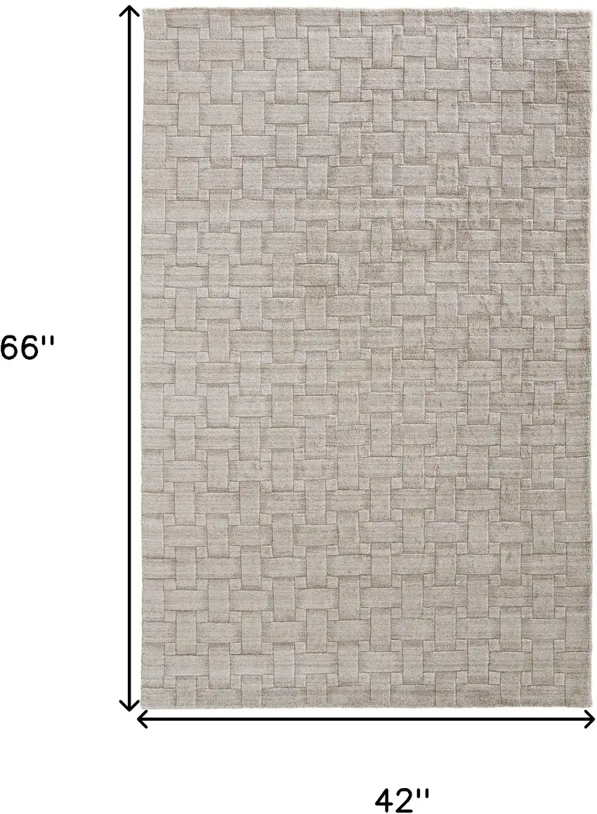 Ivory Striped Hand Woven Area Rug Photo 10