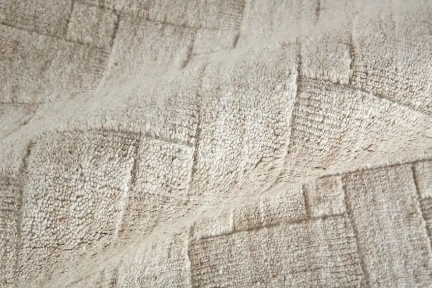 Ivory Striped Hand Woven Area Rug Photo 8