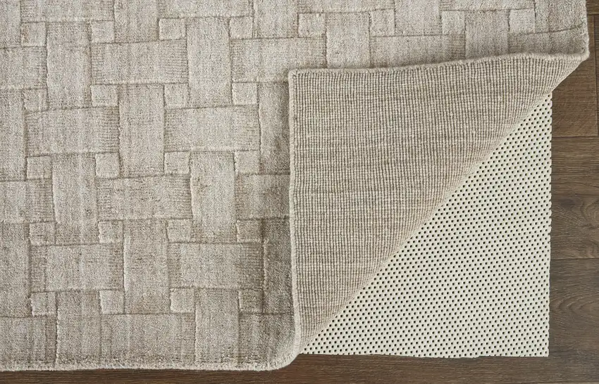 Ivory Striped Hand Woven Area Rug Photo 4