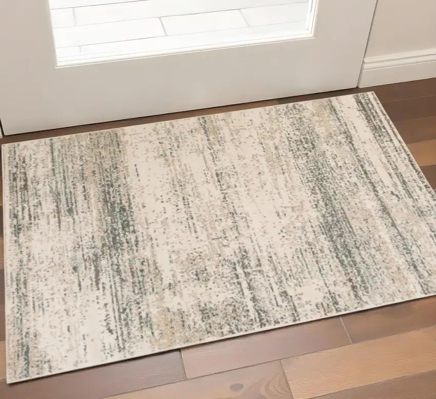 Ivory And Gray Abstract Area Rug Photo 1