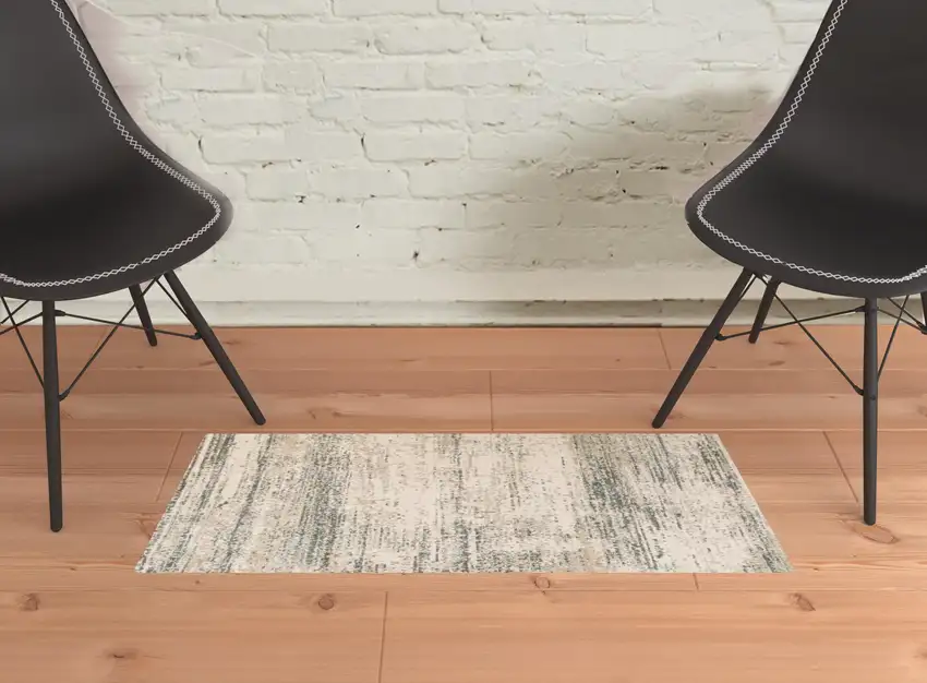 Ivory Striped Power Loom Area Rug Photo 2