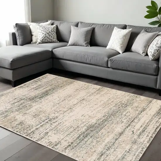 Ivory And Gray Abstract Area Rug Photo 1