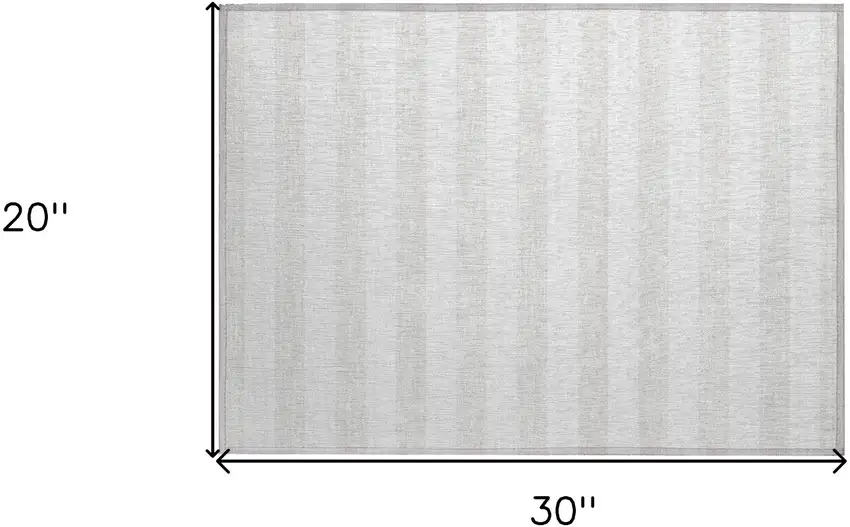 Ivory Striped Washable Indoor Outdoor Area Rug Photo 3