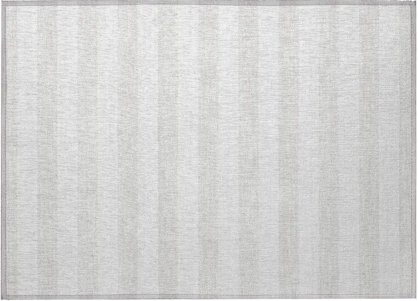 Ivory Striped Washable Non Skid Indoor Outdoor Area Rug Photo 3