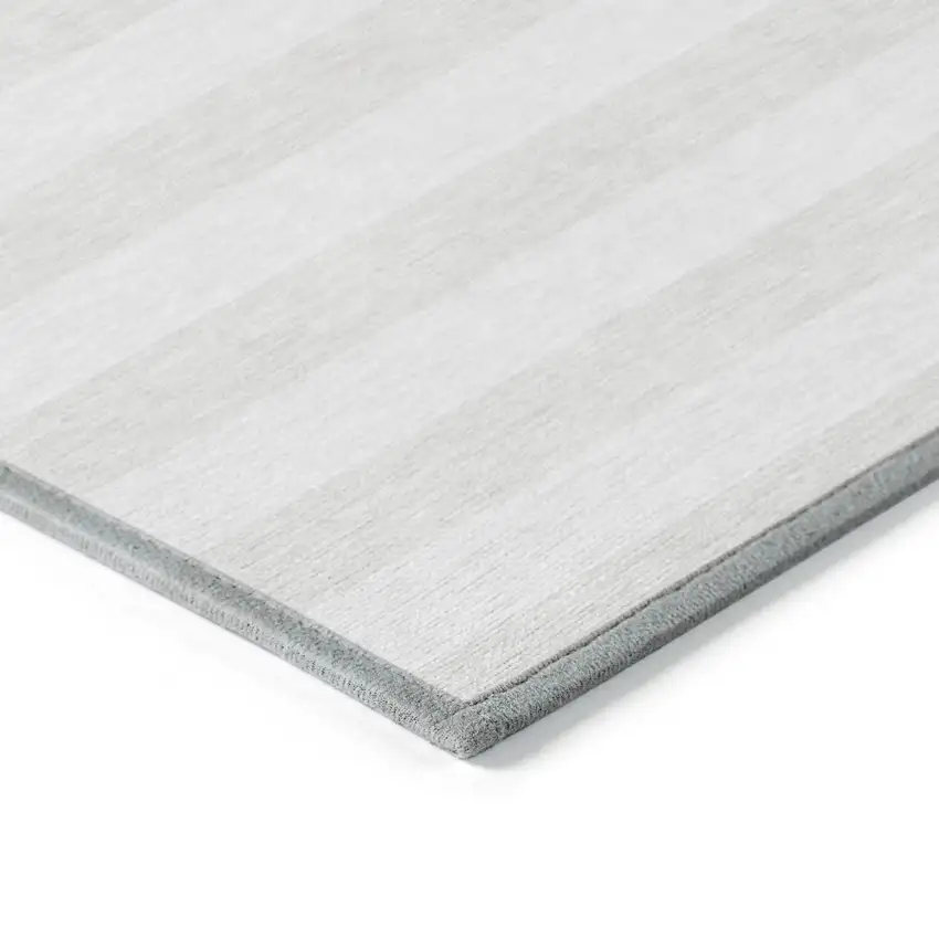 Ivory Striped Washable Indoor Outdoor Area Rug Photo 5