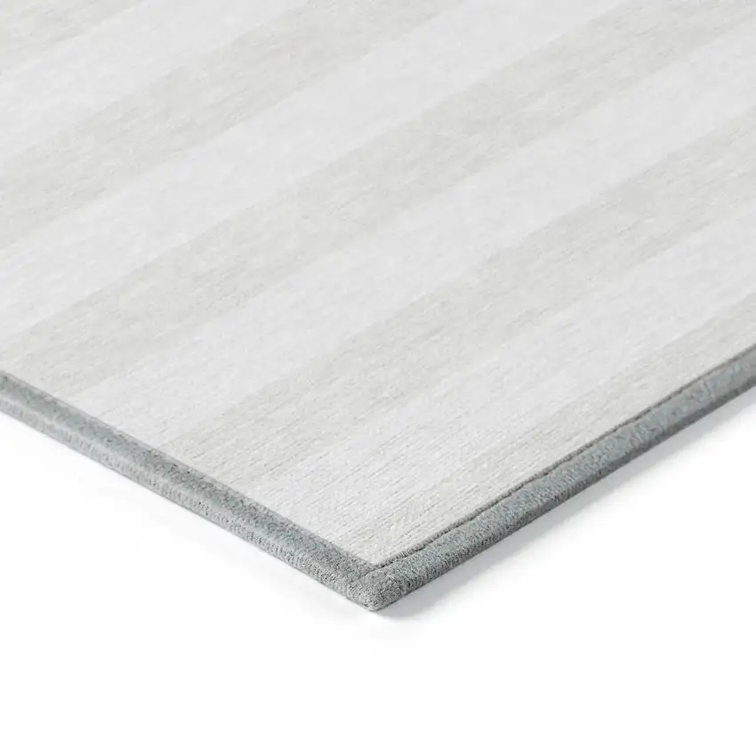 Ivory Striped Washable Indoor Outdoor Area Rug Photo 5