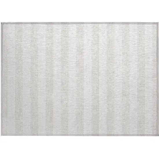 Ivory Striped Washable Indoor Outdoor Area Rug Photo 2