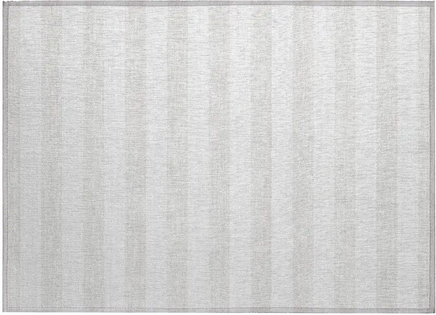 Ivory Striped Washable Indoor Outdoor Area Rug Photo 2