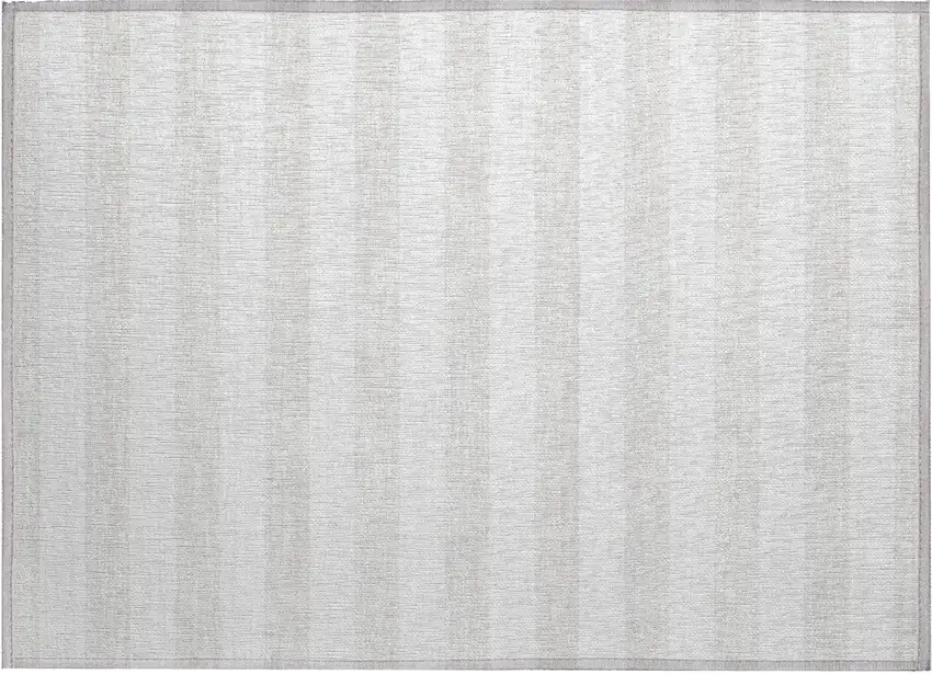 Ivory Striped Washable Indoor Outdoor Area Rug Photo 2