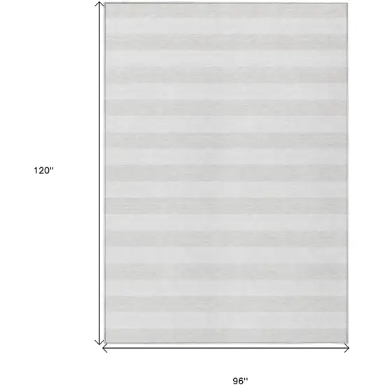 Ivory Striped Washable Indoor Outdoor Area Rug Photo 3
