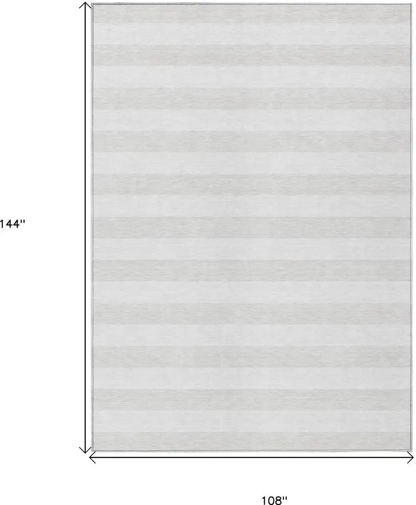 Ivory Striped Washable Indoor Outdoor Area Rug Photo 3