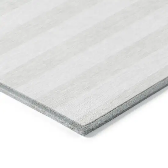 Ivory Striped Washable Indoor Outdoor Area Rug Photo 5