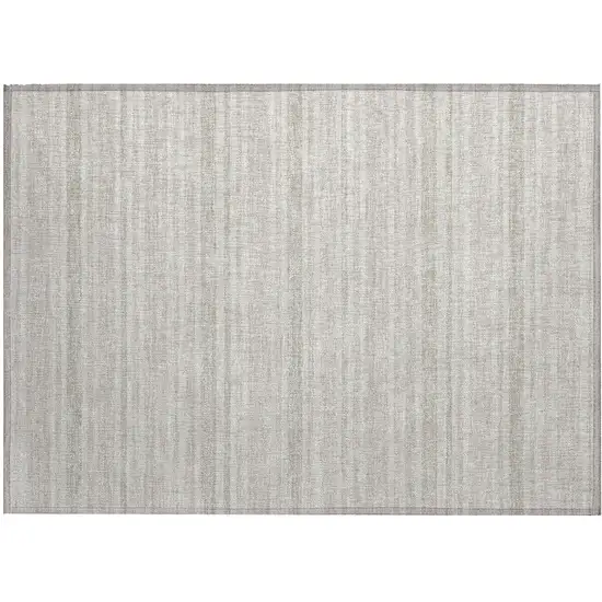 Ivory Striped Washable Non Skid Indoor Outdoor Area Rug Photo 2