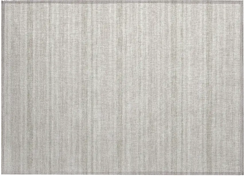 Ivory Striped Washable Non Skid Indoor Outdoor Area Rug Photo 2