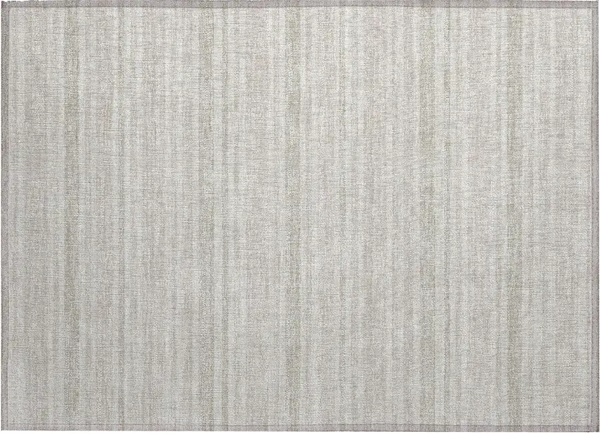 Ivory Striped Washable Non Skid Indoor Outdoor Area Rug Photo 2