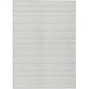 Photo of Ivory Striped Washable Non Skid Indoor Outdoor Area Rug
