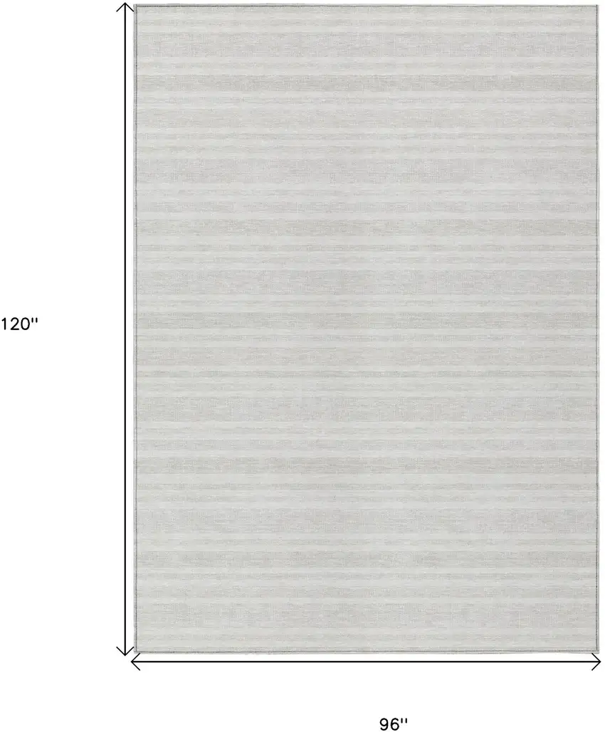 Ivory Striped Washable Indoor Outdoor Area Rug Photo 3
