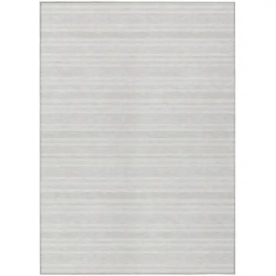 Ivory Striped Washable Indoor Outdoor Area Rug Photo 2