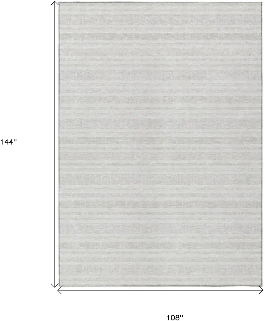 Ivory Striped Washable Indoor Outdoor Area Rug Photo 3