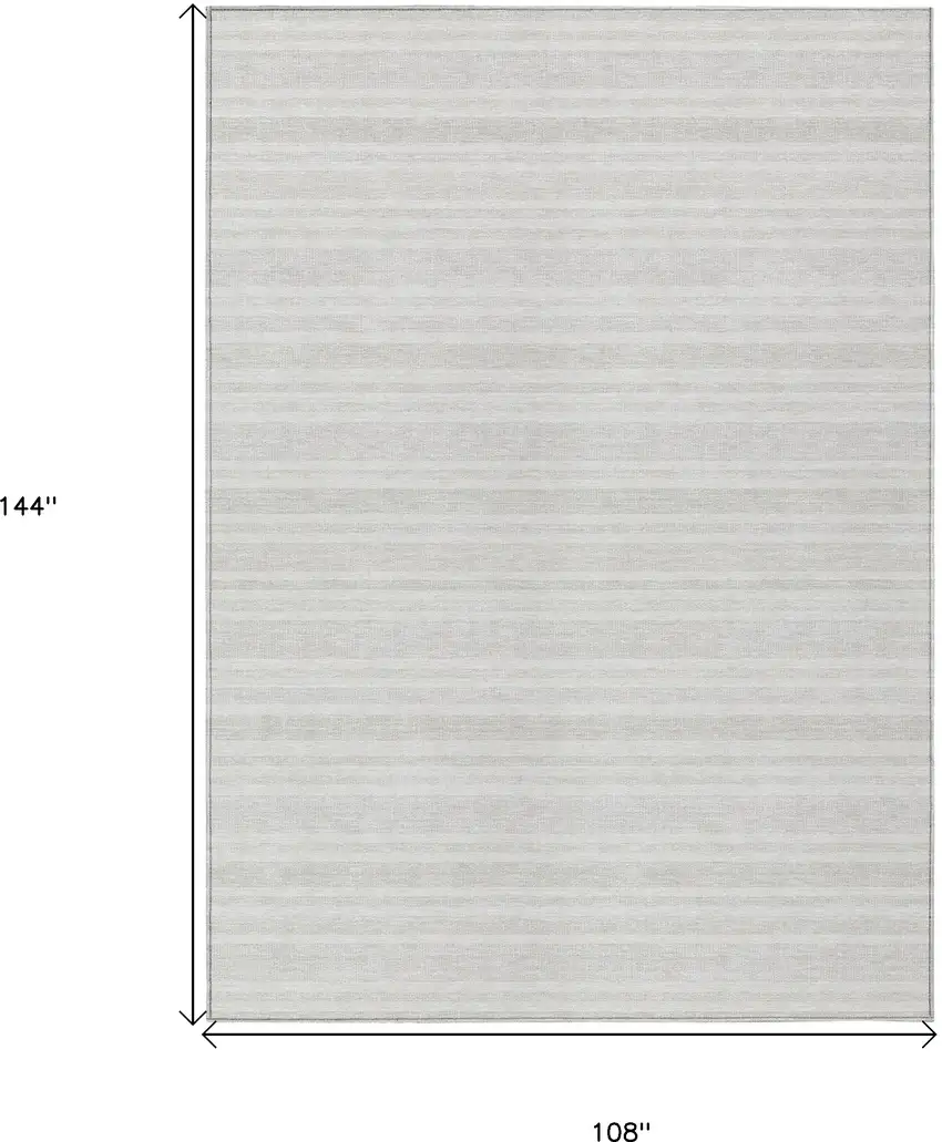 Ivory Striped Washable Indoor Outdoor Area Rug Photo 3