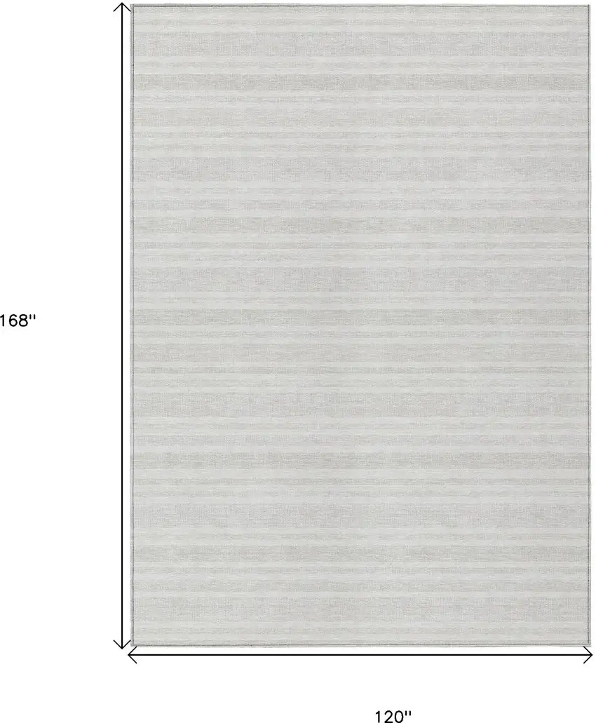 Ivory Striped Washable Indoor Outdoor Area Rug Photo 3