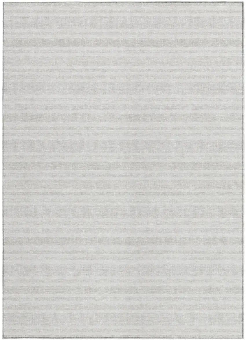 Ivory Striped Washable Non Skid Indoor Outdoor Area Rug Photo 2