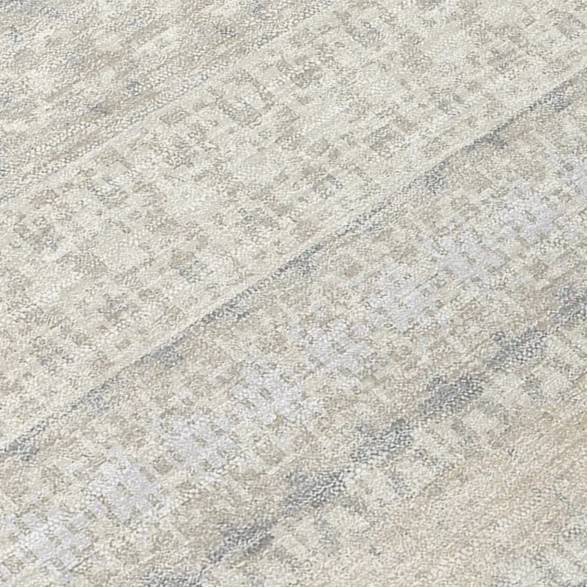 Ivory Striped Washable Indoor Outdoor Area Rug Photo 6