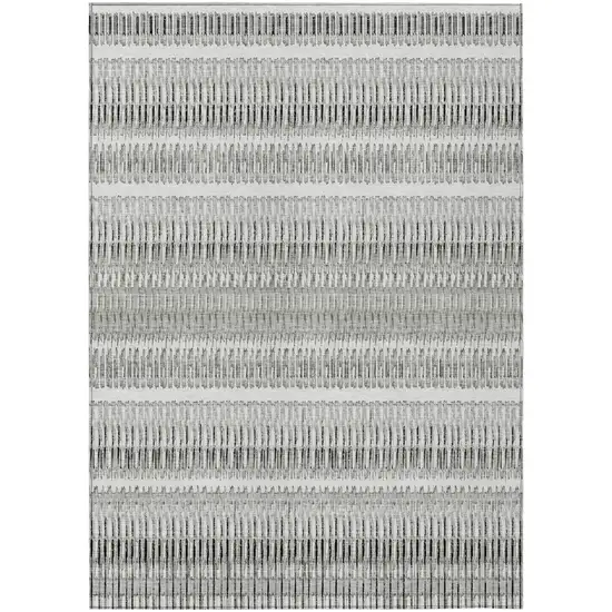 Ivory Striped Washable Non Skid Indoor Outdoor Area Rug Photo 2