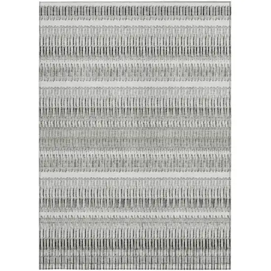 Ivory Striped Washable Non Skid Indoor Outdoor Area Rug Photo 5