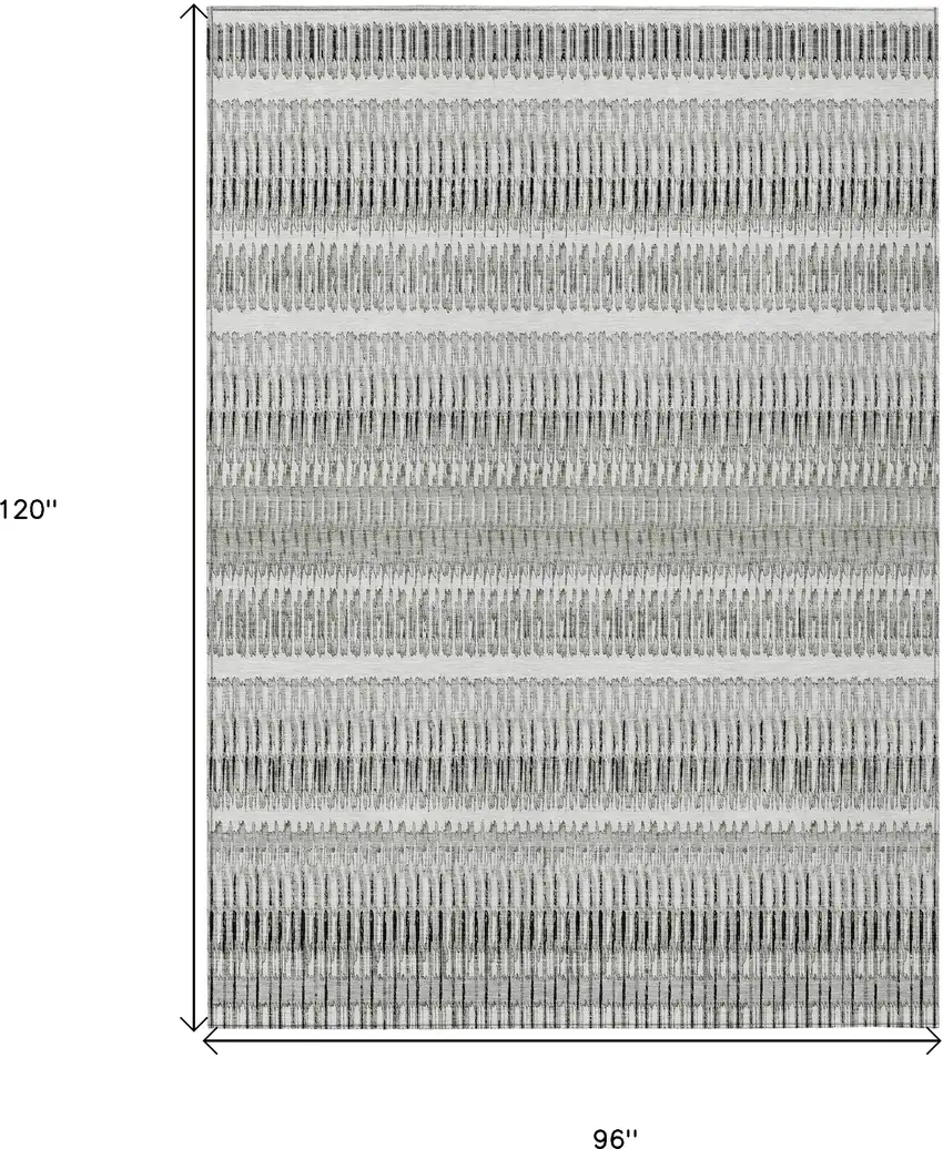 Ivory Striped Washable Non Skid Indoor Outdoor Area Rug Photo 3