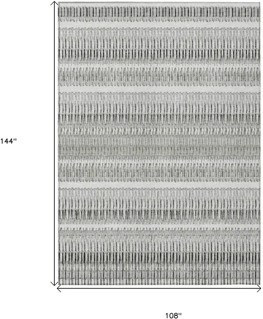 Ivory Striped Washable Non Skid Indoor Outdoor Area Rug Photo 3