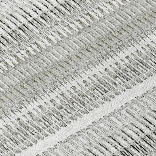 Ivory Gray And Taupe Striped Washable Indoor Outdoor Area Rug Photo 6