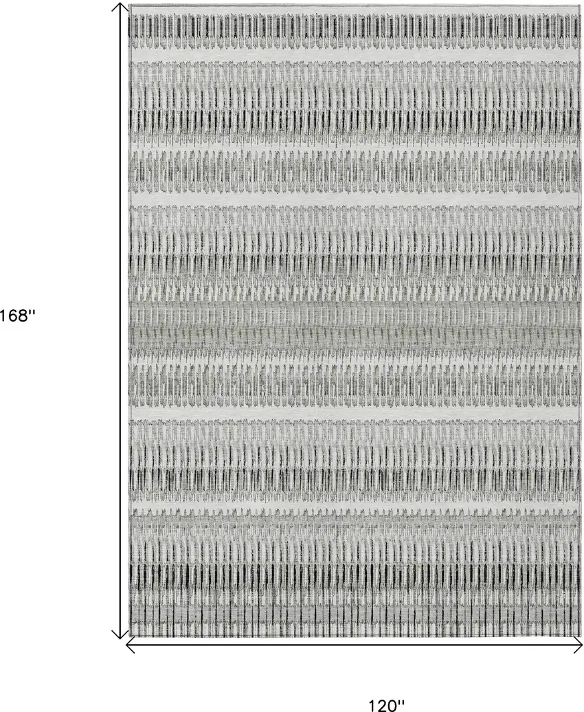 Ivory Striped Washable Non Skid Indoor Outdoor Area Rug Photo 3