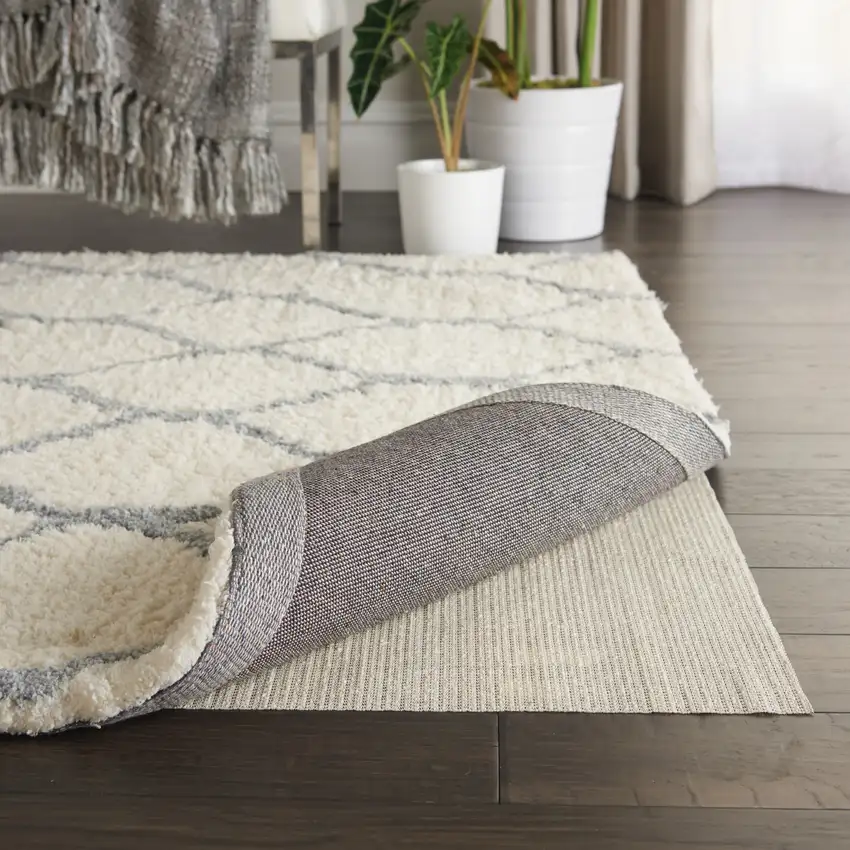 Ivory Striped Weave Non Slip Rug Pad Photo 4