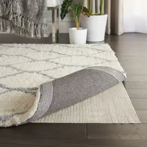 Photo of Ivory Striped Weave Non Slip Rug Pad