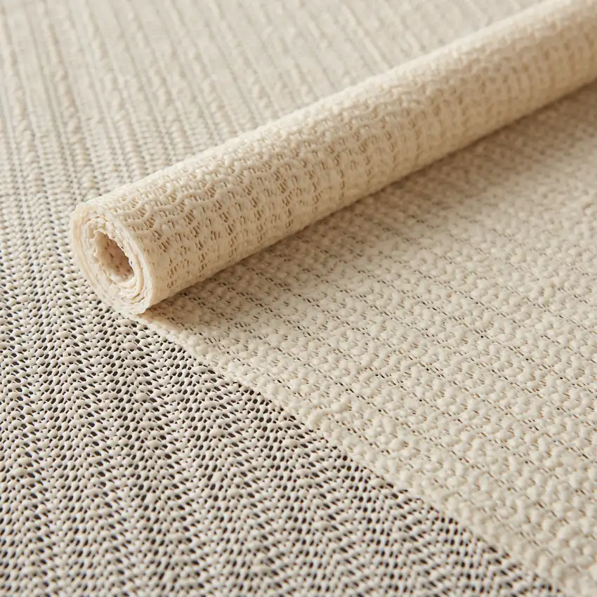 Ivory Striped Weave Non Slip Rug Pad Photo 6