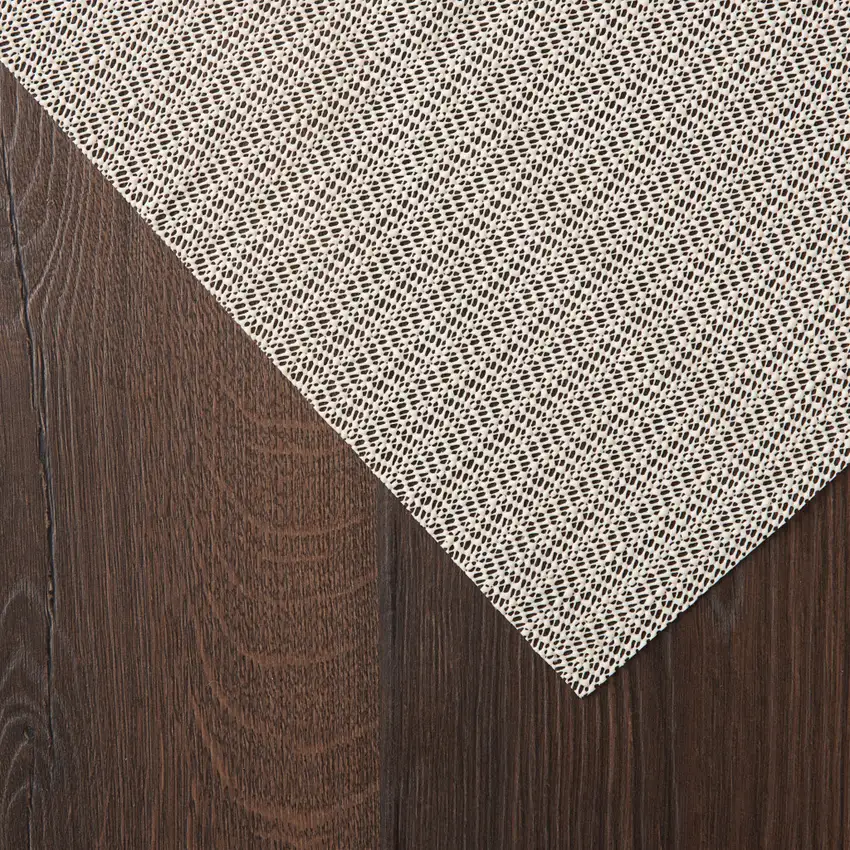 Ivory Striped Weave Non Slip Rug Pad Photo 7