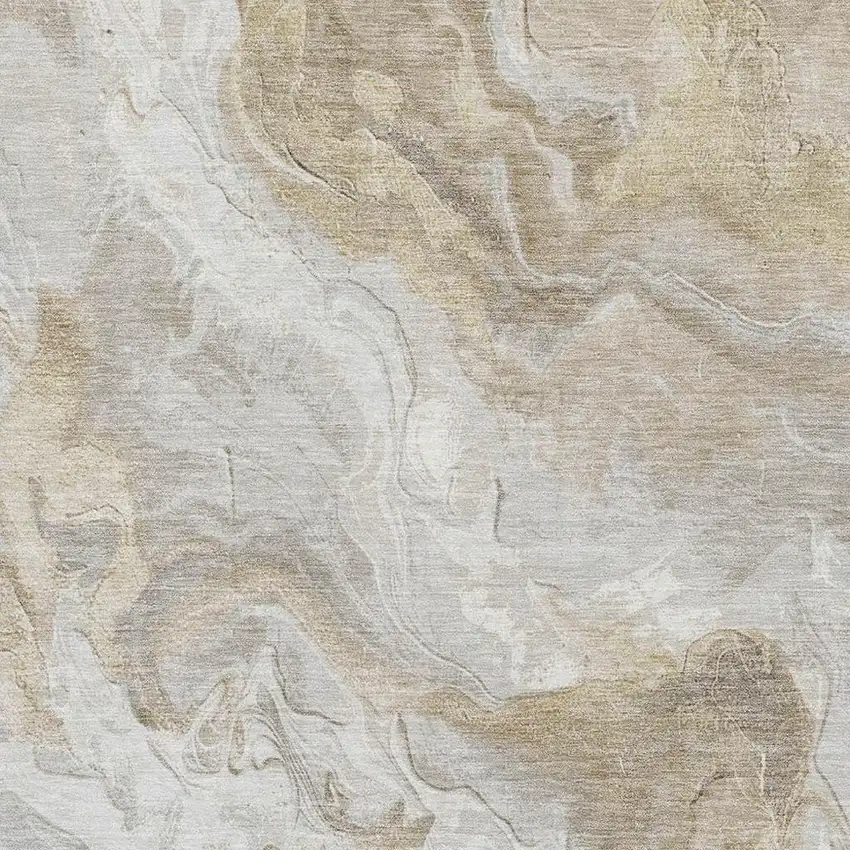 Ivory Tan And Beige Abstract Washable Area Rug With UV Protection Photo 2