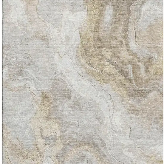 Ivory Tan And Beige Abstract Washable Area Rug With UV Protection Photo 2