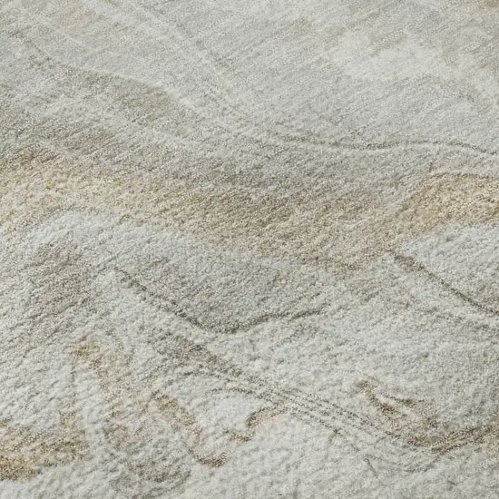 Ivory Tan And Beige Abstract Washable Area Rug With UV Protection Photo 9