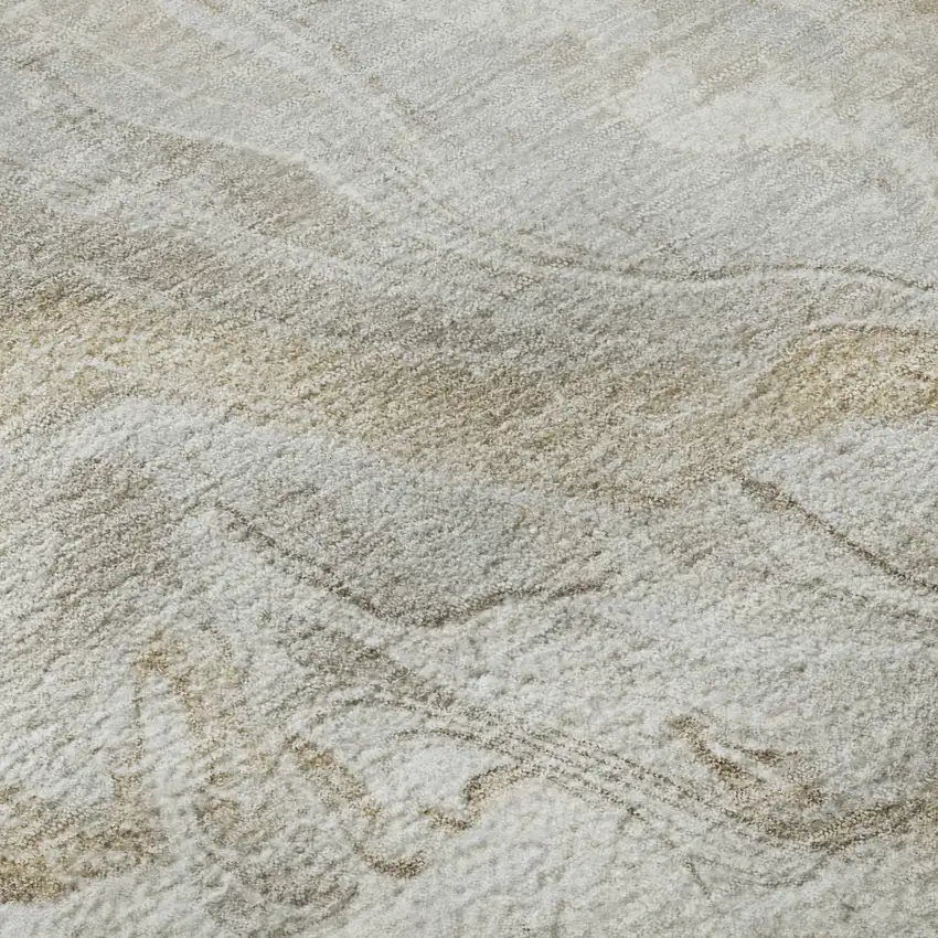 Ivory Tan And Beige Abstract Washable Area Rug With UV Protection Photo 9