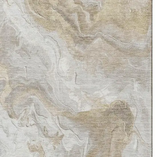 Ivory Tan And Beige Abstract Washable Area Rug With UV Protection Photo 2