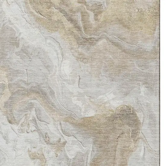 Ivory Tan And Beige Abstract Washable Area Rug With UV Protection Photo 2