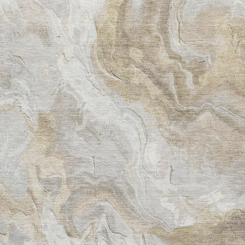 Ivory Tan And Beige Abstract Washable Area Rug With UV Protection Photo 2