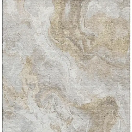 Ivory Tan And Beige Abstract Washable Area Rug With UV Protection Photo 3