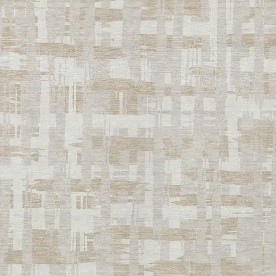 Ivory Tan And Beige Striped Washable Indoor Outdoor Area Rug Photo 4