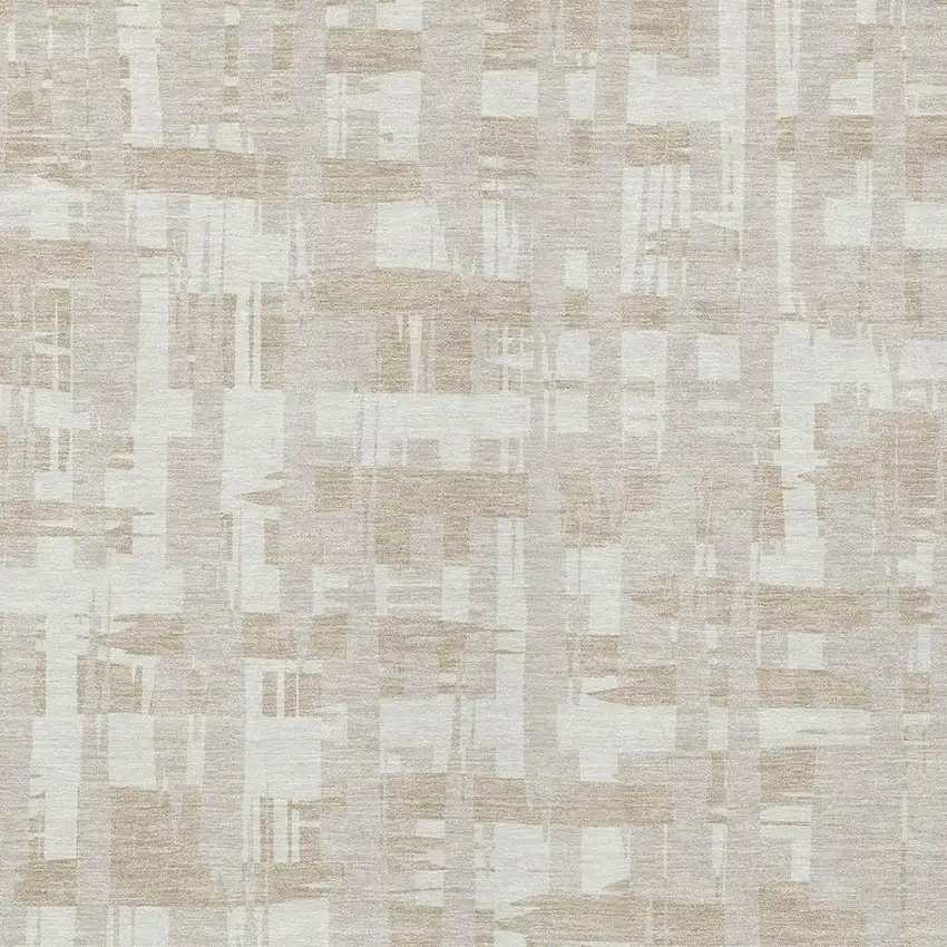 Ivory Tan And Beige Striped Washable Indoor Outdoor Area Rug Photo 4